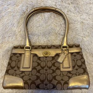 Vintage COACH signature brown/gold leather satchel